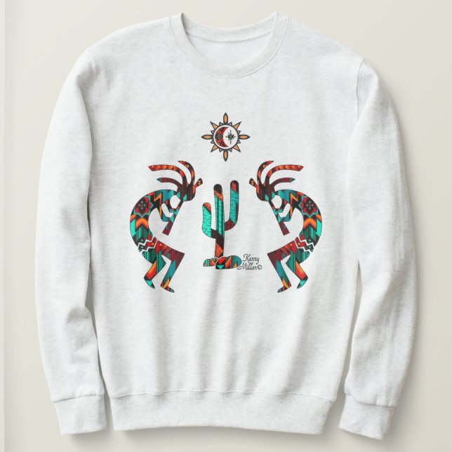 Kokopelli och Cactus T Shirt (Design framsida)