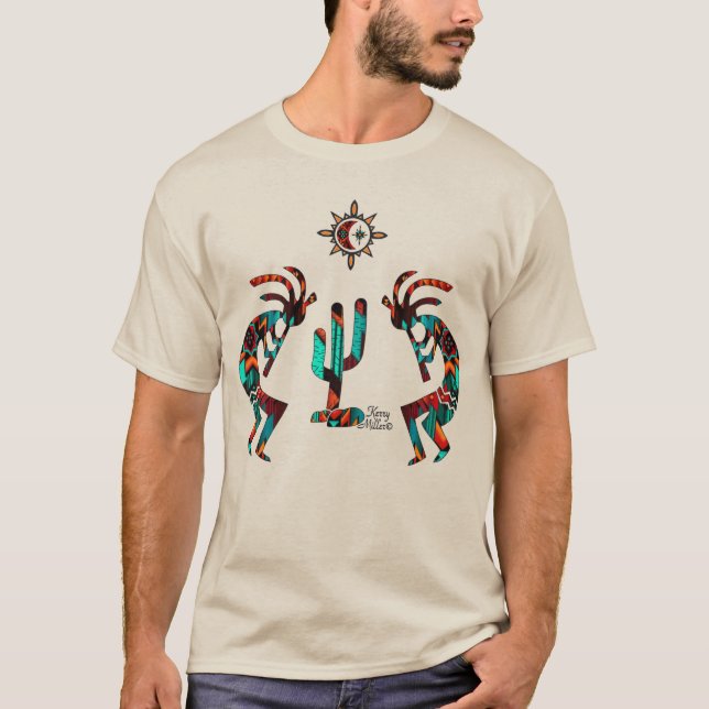 Kokopelli och Cactus T Shirt (Framsida)
