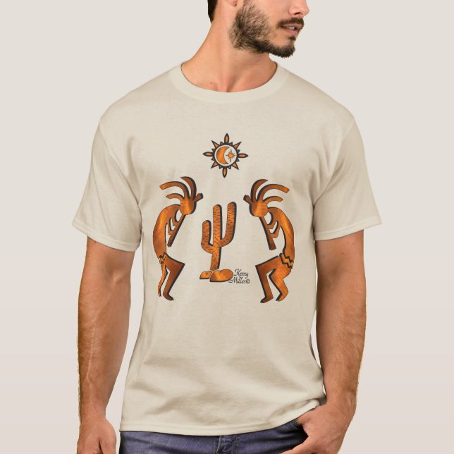 Kokopelli och Cactus T Shirt (Framsida)