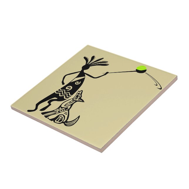 Kokopelli och hund kakelplatta (Sidan)
