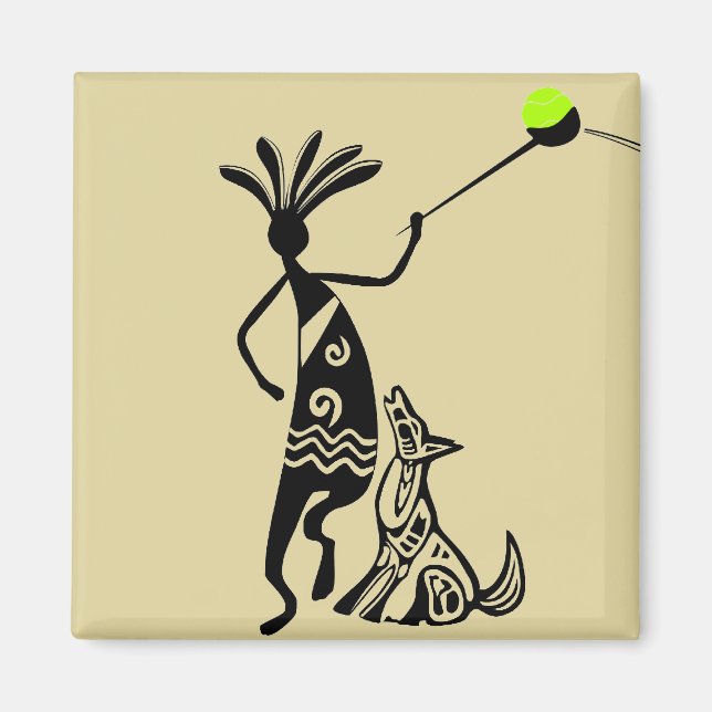 Kokopelli och Hund Magnet (Framsidan)