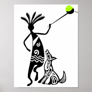 Kokopelli och hund poster