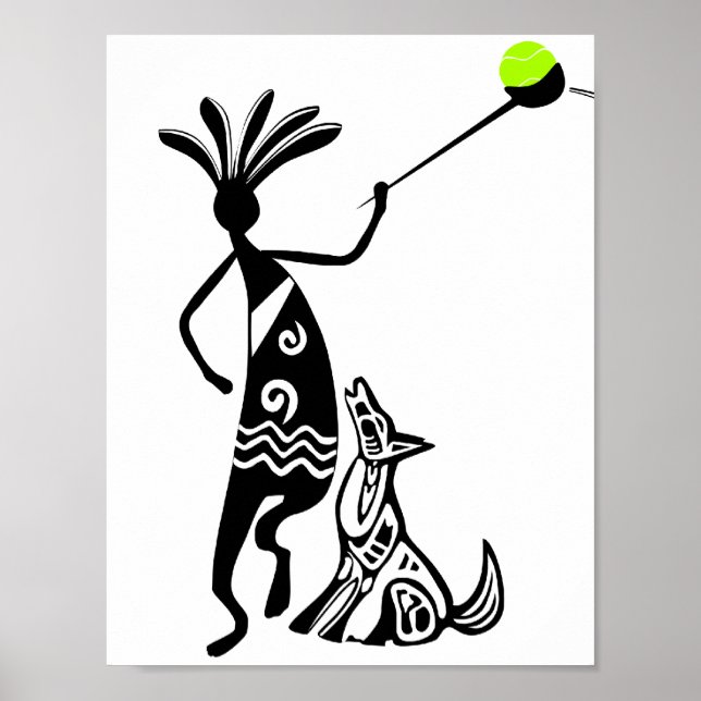 Kokopelli och Hund Poster (Framsidan)