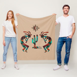 Kokopelli Och Kaktus Fleecefilt
