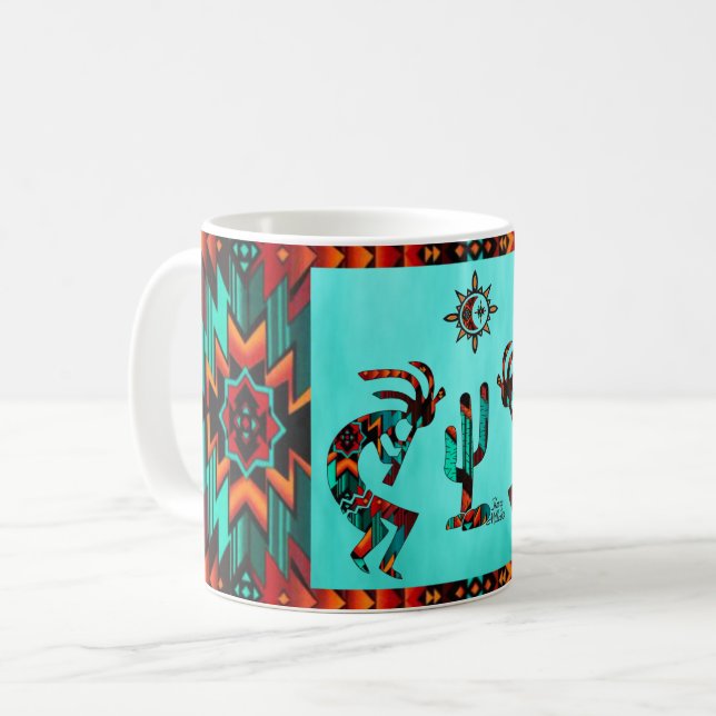 Kokopelli Och Kaktus Kaffemugg (Framsida vänster)