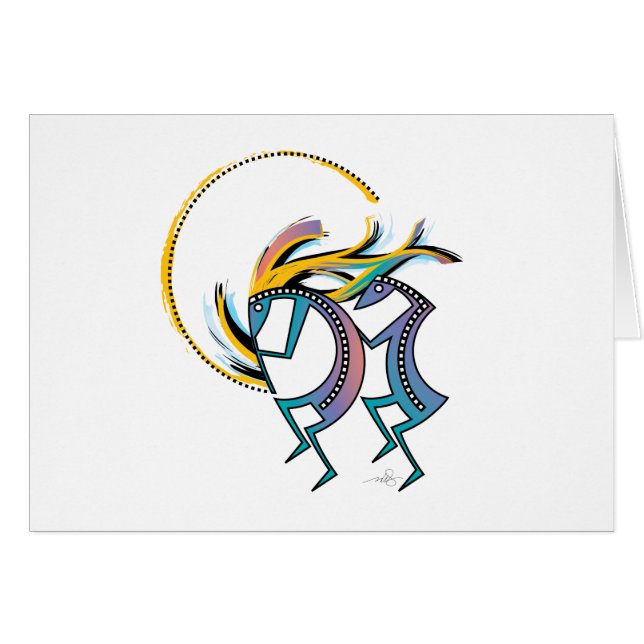 Kokopelli och Kokopelli Mana Card Hälsningskort (Framsidan Horizontal)