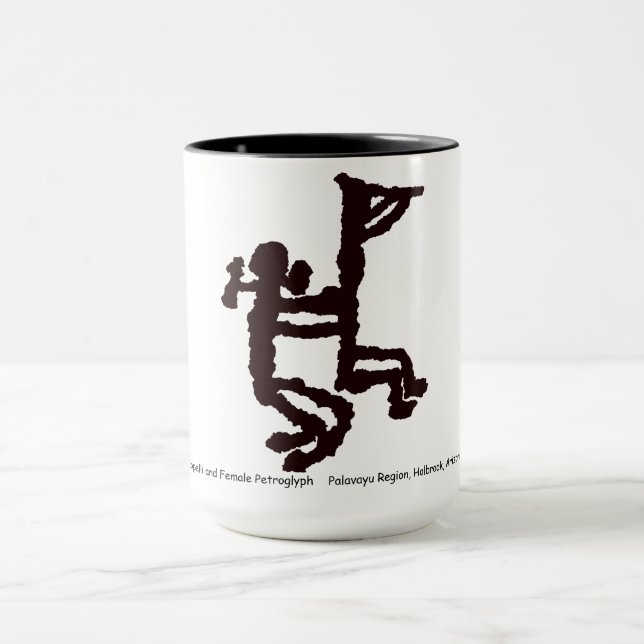 Kokopelli och kvinnlig petroglyf mugg (Center)
