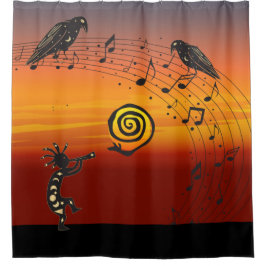 Kokopelli och Ravens Shower Curtain