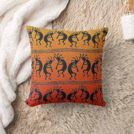 Kokopelli Orange Ombre Southwest Design Pillow Kudde