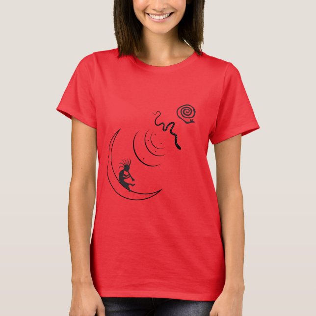 Kokopelli Petroglyphs Sten Art T Shirt (Framsida)