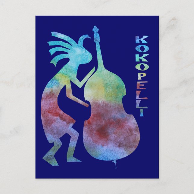 Kokopelli Plays Bass Vykort (Framsida)