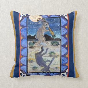 Kokopelli Rabbit Southwest Humor Wildlife Bunny Kudde