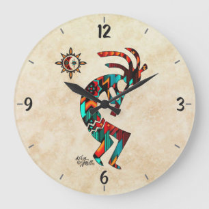 Kokopelli Round Wall Clock Stor Klocka