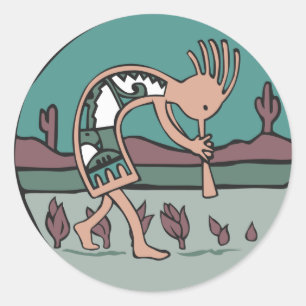 kokopelli runt klistermärke