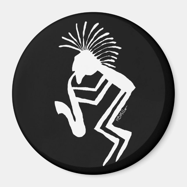 Kokopelli Saxaphone Player Petroglyph Magnet (Framsidan)