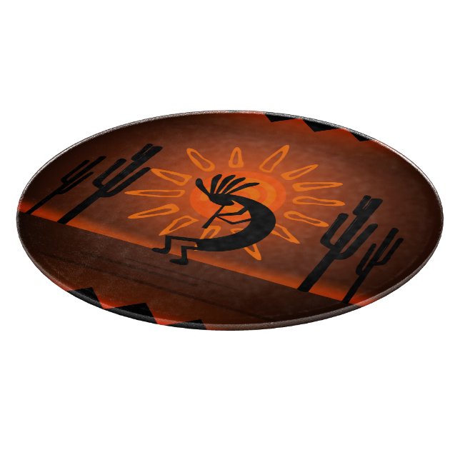 Kokopelli Sol Bronzed Sunset Desert 12-tums Round (Hörn)