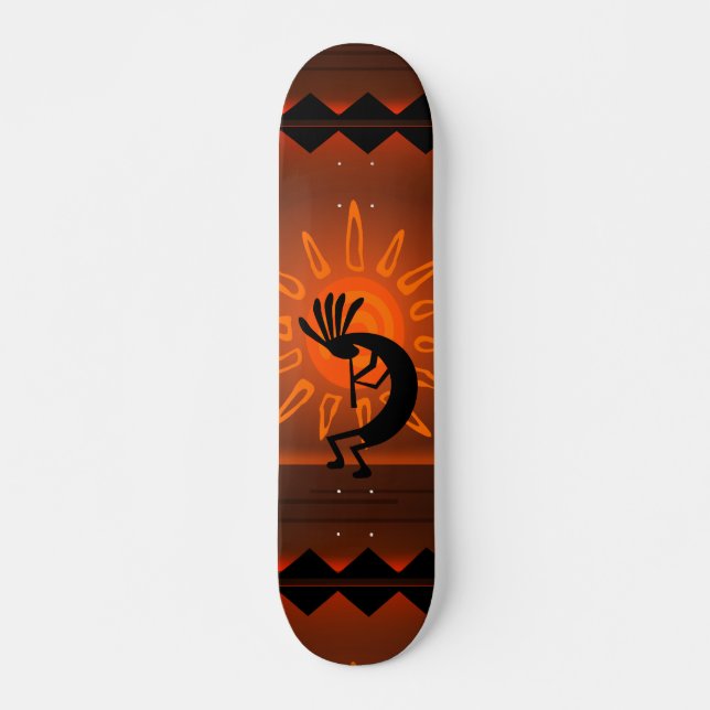 Kokopelli Sol Bronzed Sunset Desert Mini Skateboard Bräda 18,5 Cm (Framsida)
