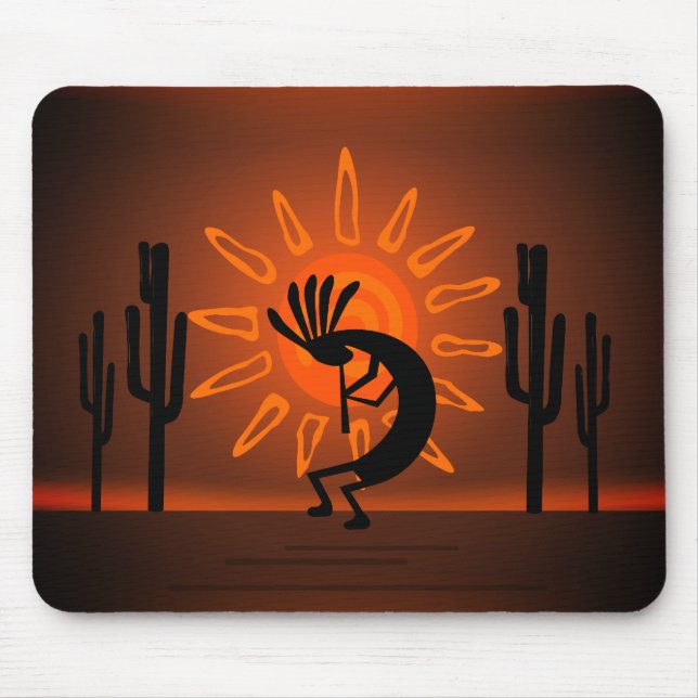 Kokopelli Sol Bronzed Sunset Mousepad Musmatta (Framsidan)