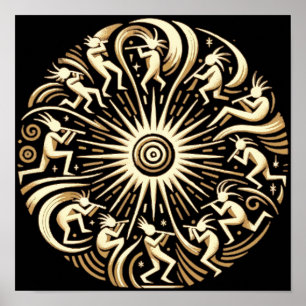Kokopelli Sol Dance - stamandan Art Poster