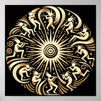 Kokopelli Sol Dance - stamandan Art Poster