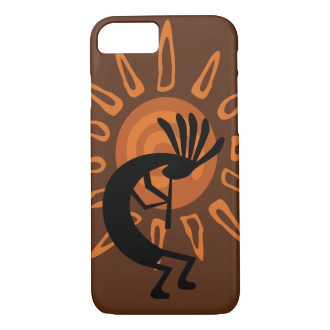 Kokopelli Sol Rustic Brown Case-Mate iPhone Skal (Baksida)