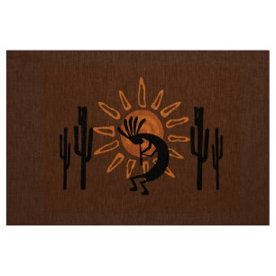 Kokopelli Sol Southwest Desert Rustic Brown Tyg