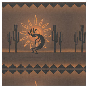 Kokopelli Sol Southwest Desert Rustic Brown Tyg