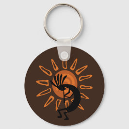 Kokopelli Sol Southwest Rustic Brown Keychain Nyckelring