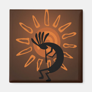 Kokopelli Sol Southwest Rustic Brown Magnet