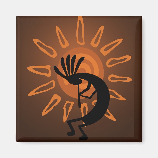 Kokopelli Sol Southwest Rustic Brown Magnet (Framsidan)