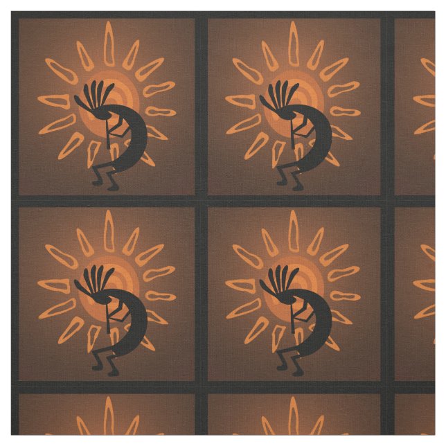 Kokopelli Sol Southwest Rustic Brown Tyg (Provkarta)