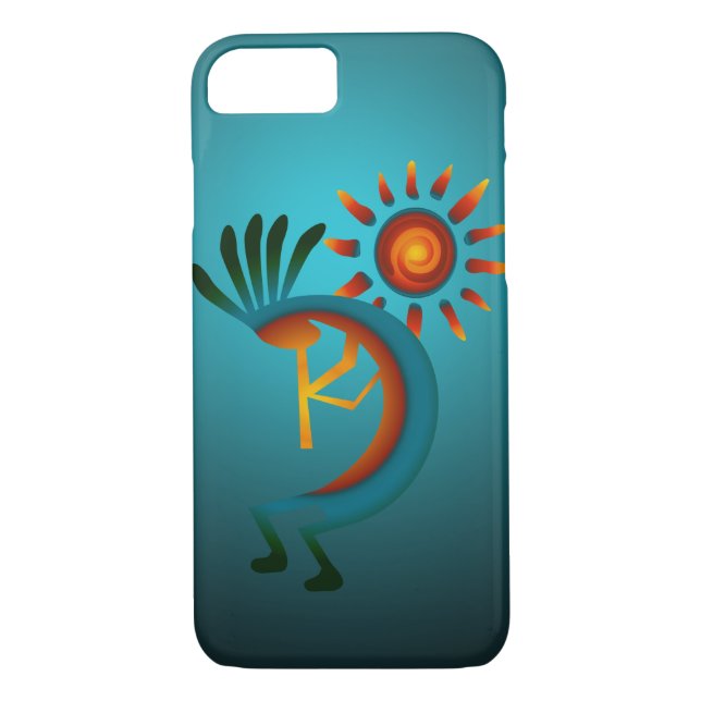 Kokopelli Sol Southwest Turquise Case-Mate iPhone Skal (Baksida)
