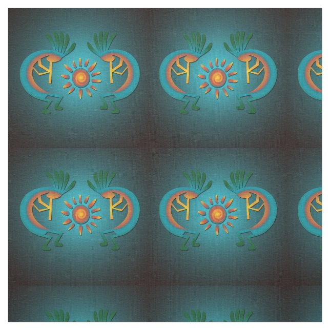 Kokopelli Sol Southwest Turquise Tyg (Provkarta)