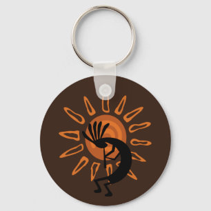 Kokopelli Sol sydvästra Rustic Brown Keychain Nyckelring
