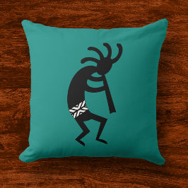 Kokopelli Southwest Black and Teal Kudde