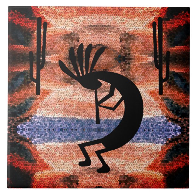 Kokopelli Southwest Desert liggande Kakelplatta (Framsidan)