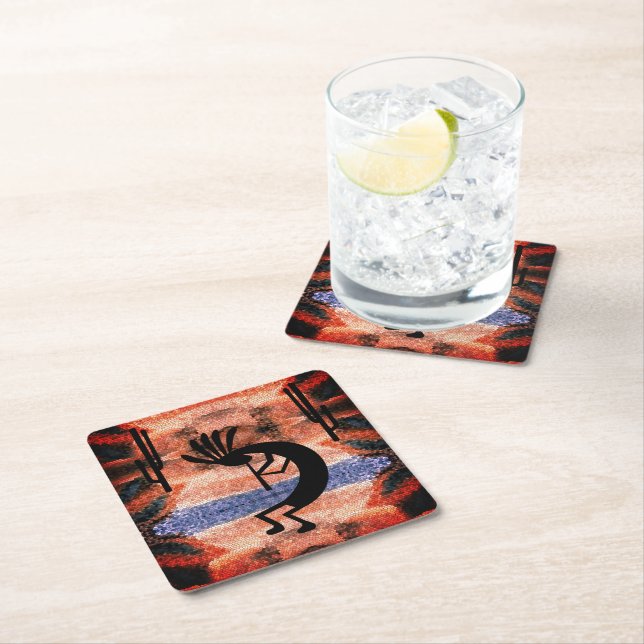 Kokopelli Southwest Desert liggande Underlägg Papper Kvadrat (Insitu)