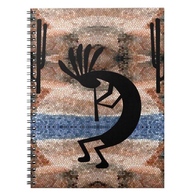 Kokopelli Southwest Desert Mosaic Anteckningsbok (Framsidan)