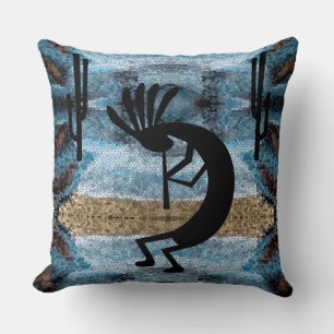 Kokopelli Southwest Desert Mosaic Blue 20" Kudde