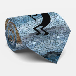 Kokopelli Southwest Desert Mosaic Blue Neck Tie Slips