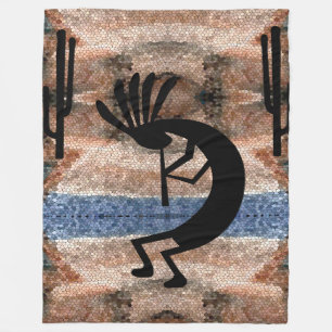 Kokopelli Southwest Desert Mosaic Large Fleecefilt