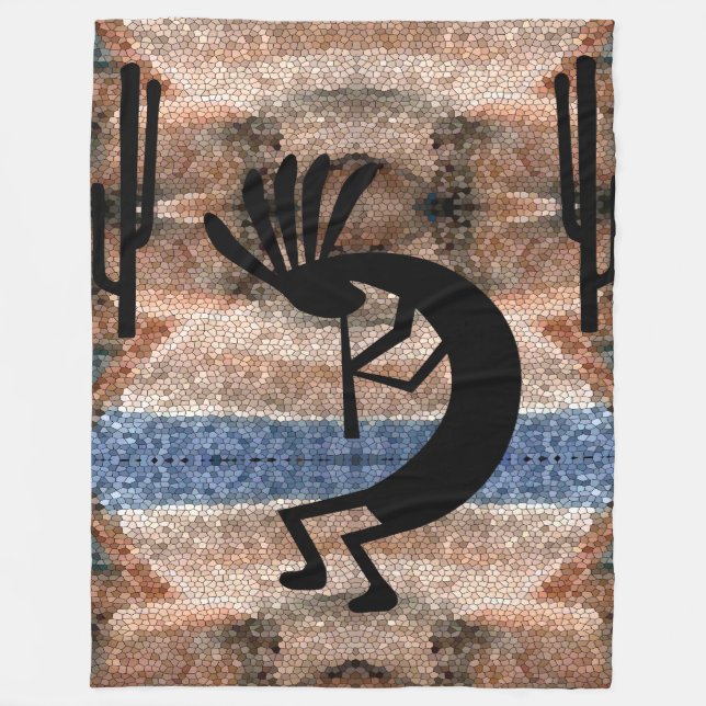 Kokopelli Southwest Desert Mosaic Large Fleecefilt (Framsidan)