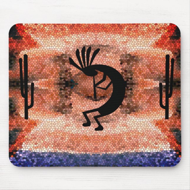 Kokopelli Southwest Desert Mosaic Sunset Musmatta (Framsidan)