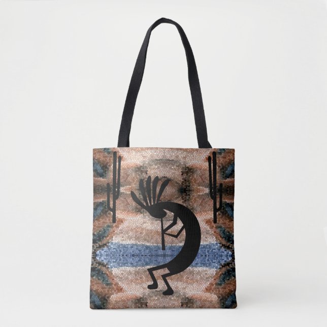 Kokopelli Southwest Desert Mosaic Tygkasse (Framsida)