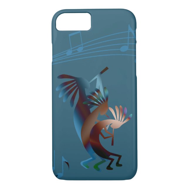 Kokopelli Southwest Music Teal Case-Mate iPhone Skal (Baksida)