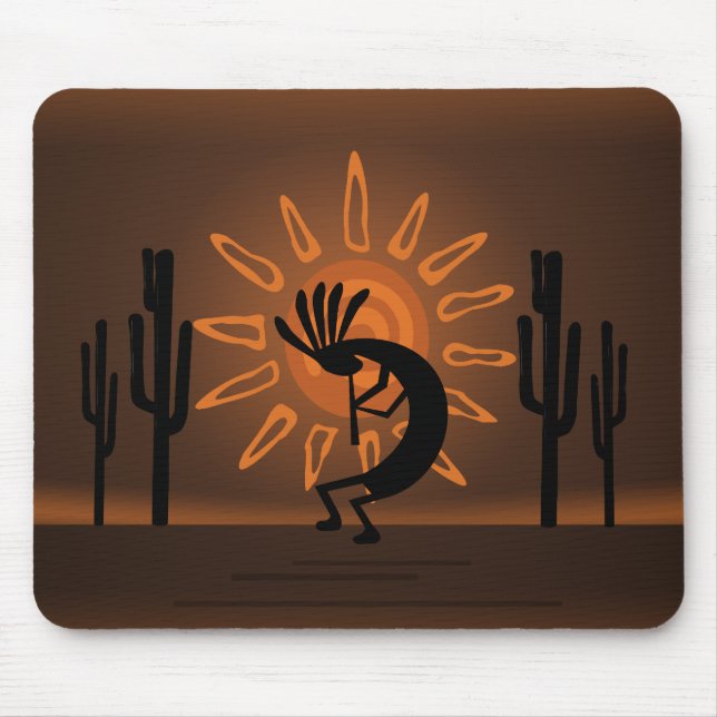 Kokopelli Southwest Rustic Brown Mousepad Musmatta (Framsidan)