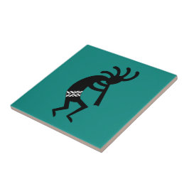 Kokopelli Southwest Teal and Black Kakelplatta
