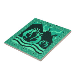 Kokopelli Southwest Turcos and Black Trivet Kakelplatta
