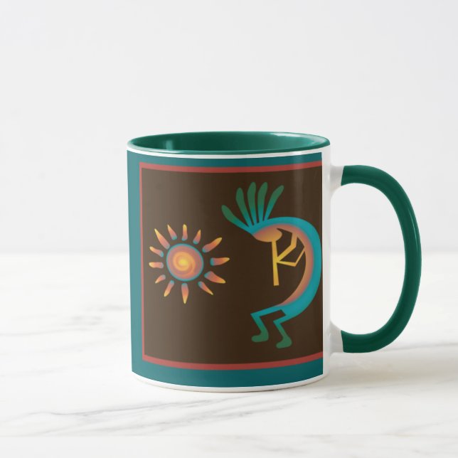 Kokopelli Southwest Turquise Brown Kaffe koppar (Höger)