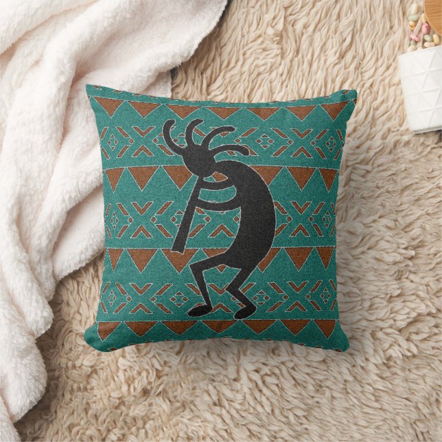 Kokopelli Southwest Turquise Decorative Kudde (Filt)